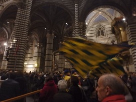 Tartuca Flags in motion, inside the Duomo.