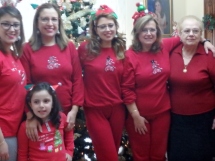 My lovely cousins, decked out in red pajamas and ornamental headbands, a Cuffaro Christmas tradition.