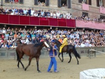 Giovanni Atzeni had to dismount his horse at one of the trials and pull him into the starting area because the horse would not go there.