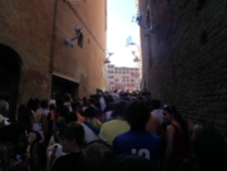 Going into the Piazza del Campo for the Palio. This is the last entrance that stays open.