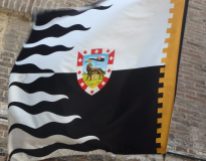 The flag and symbol of the Lupa contrada, which won the July 2 Palio after 27 years without a victory.