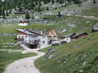Picturesque Rifugio Lavarella. In the winter, snow reaches the roof line here. I think I'll limit my visits to summertime.