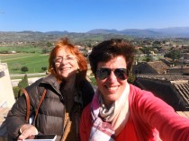 At the top of the hill in Spello, with the Umbrian countryside behind us.
