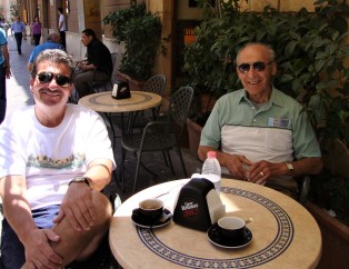 Cousin Ted and Uncle Charlie at a café in Agrigento.
